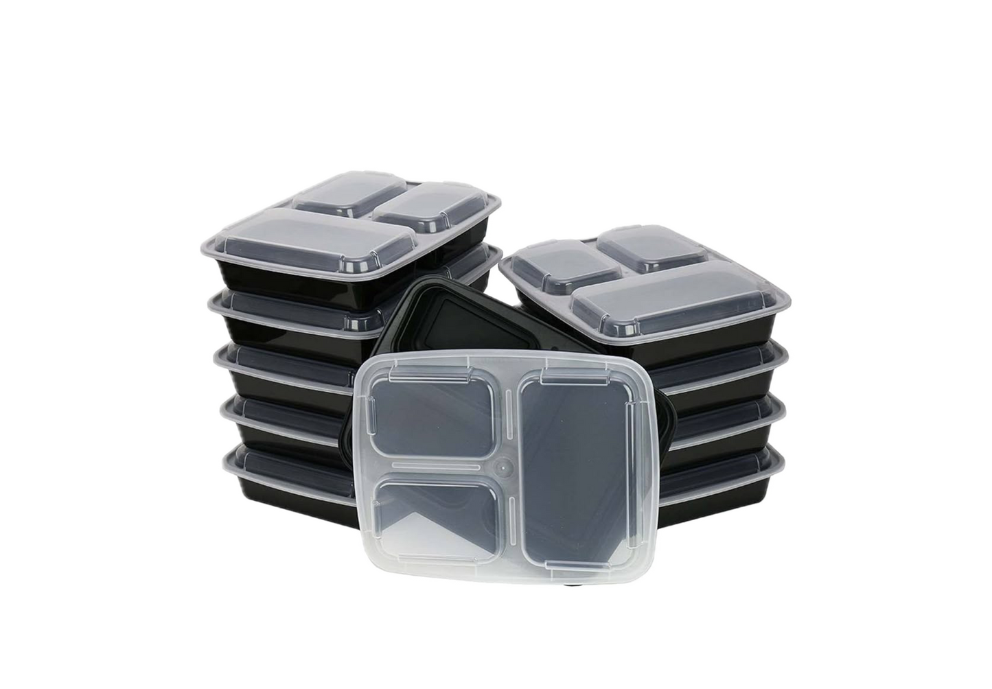 3 Compartments Black Container 32oz 150 Sets Case