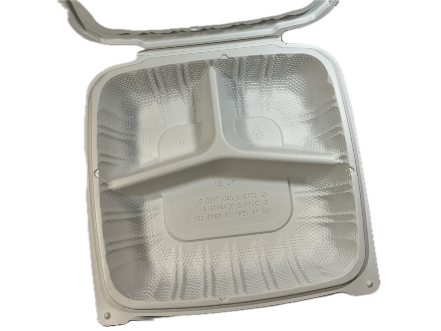 Fiber Clamshells ML-83 3-Compartment 8x8x2.5 (H)120/Case