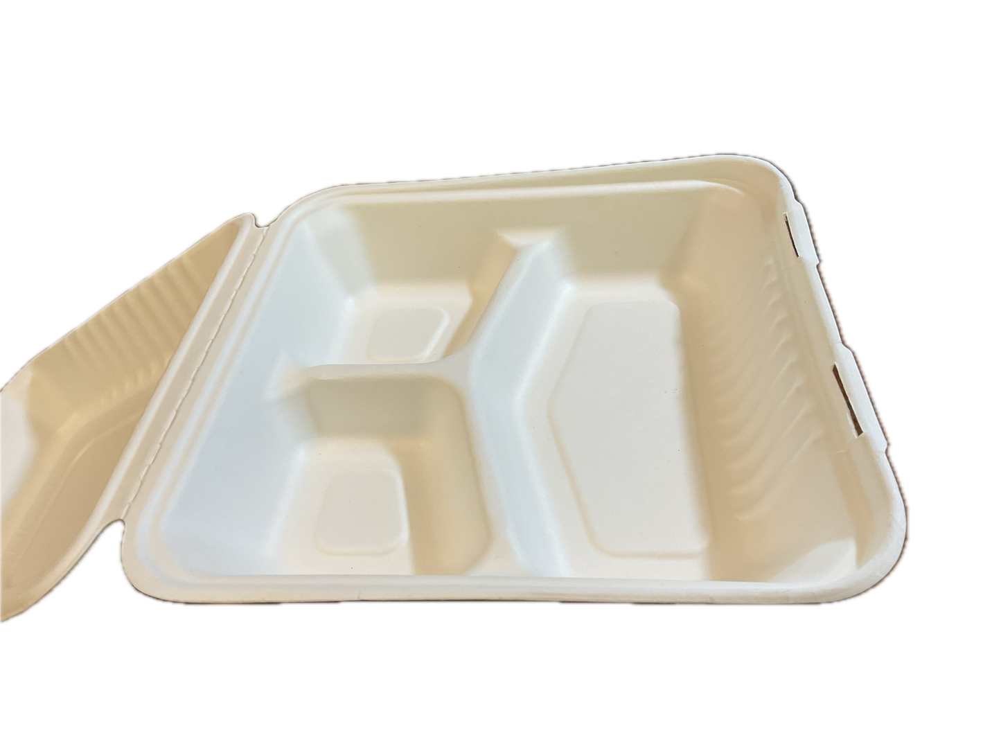 Fiber Sugarcane Clamshells container 9x9x3(H) 3 Compartment 200/case