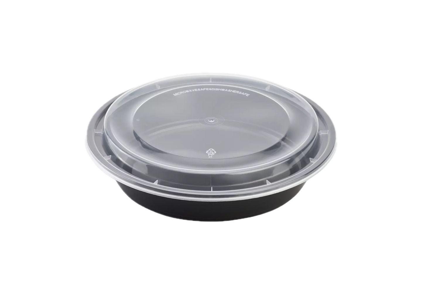 Black Round Container 48oz 150 Sets