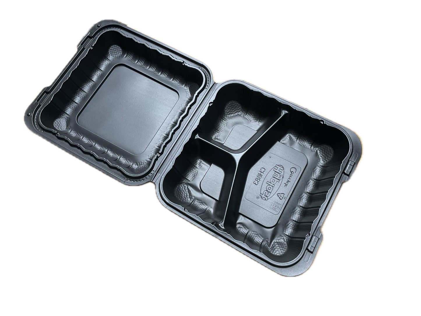 Fiber Mineral Clamshells CHPM883B 3-Compartment 8x8x3.5 (H)150 case