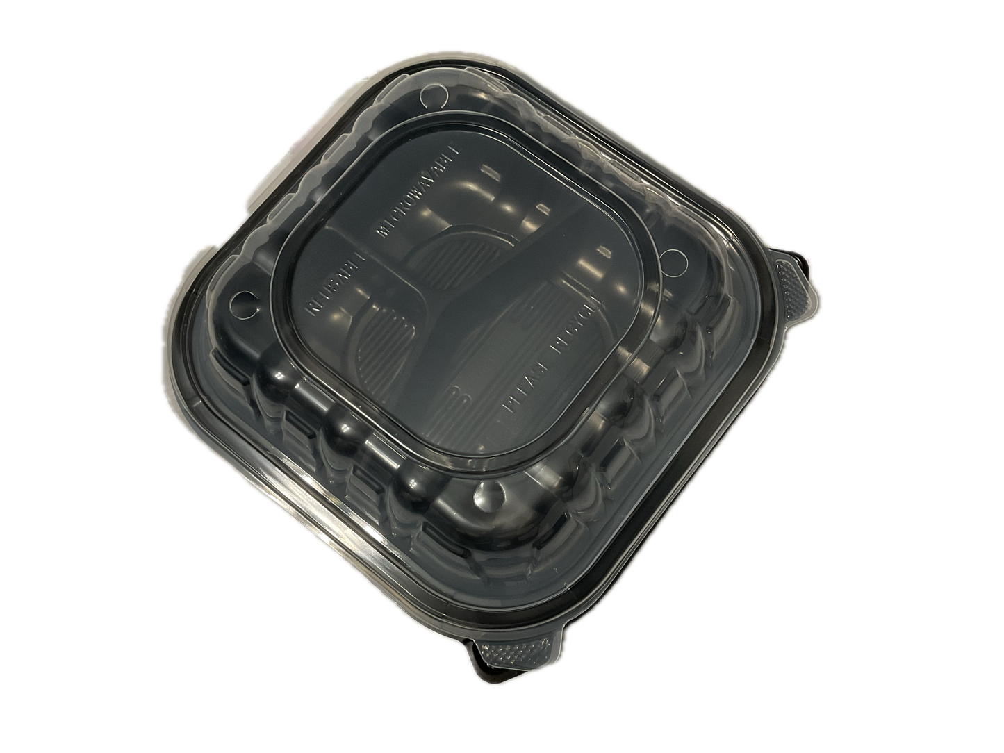8”x8” 3-Conpartment Black/Clear Take out Clamshell 150 case