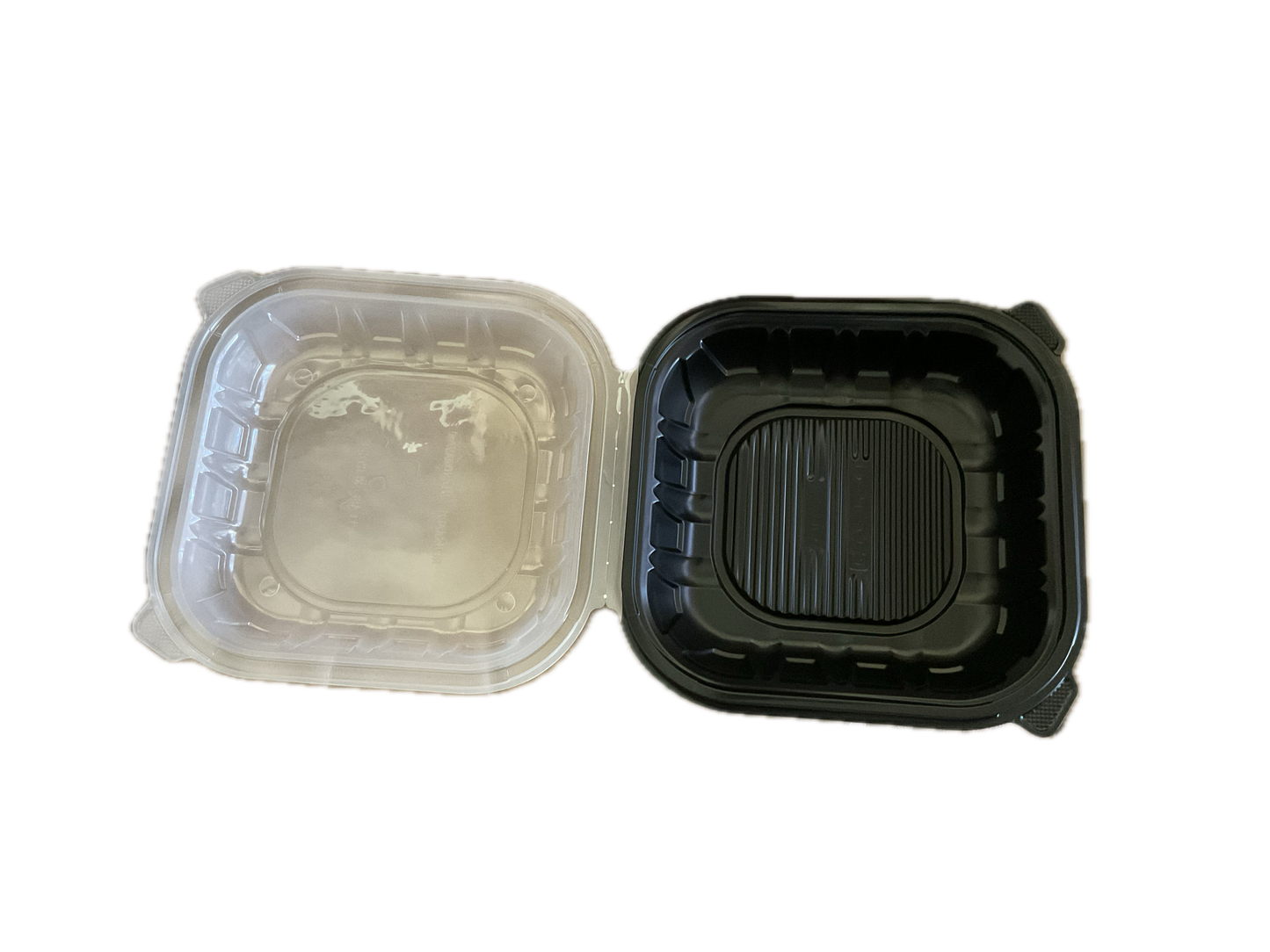 9”x9”1-Compartment Black/Clear Take out Clamshell 150 case