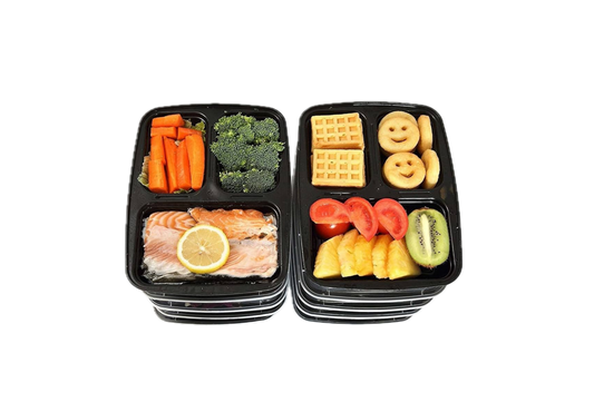 3 Compartments Black Container 32oz 150 Sets Case