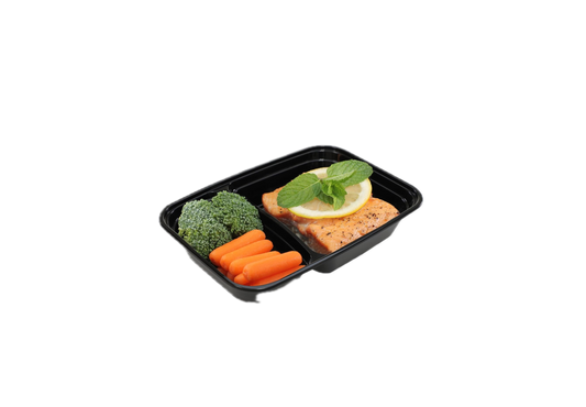 2 Compartments Food Container 32oz. 150 Sets Case