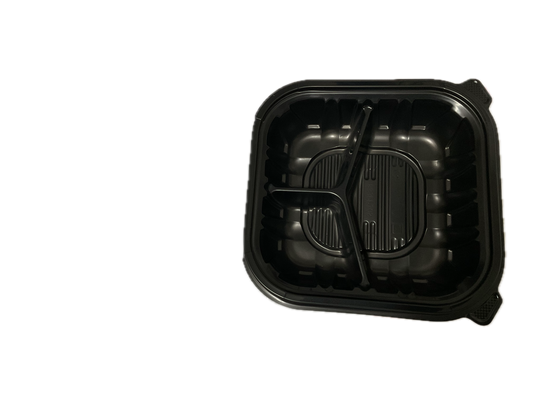 9”x9”3-Conpartment Black/Clear Take out Clamshell 150 case