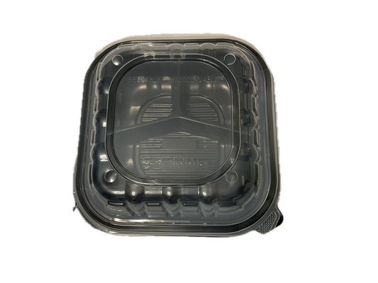 8”x8” 3-Conpartment Black/Clear Take out Clamshell 150 case