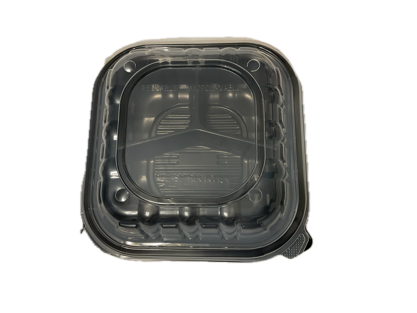 9”x9”3-Conpartment Black/Clear Take out Clamshell 150 case