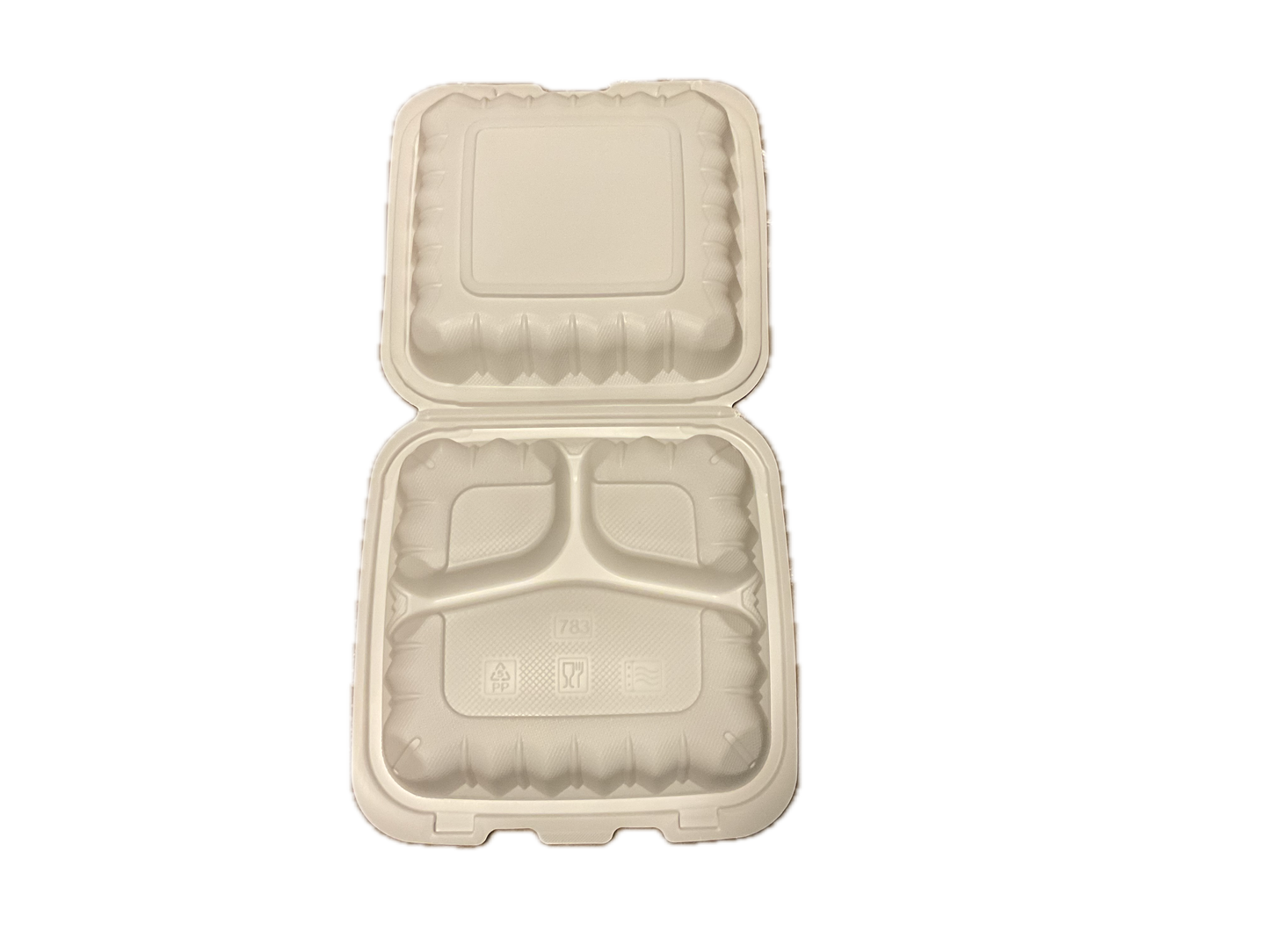 Fiber Mineral Clamshells 783W 3-Compartment 8x7x3 (H)150 case